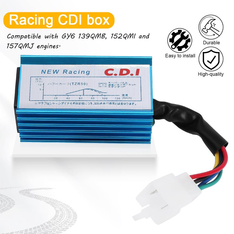 QAZAKY Racing 5 Pins AC CDI Box for GY6 50cc - 70cc 90cc 110cc 125cc 150cc Scooter 4-Stroke Engine ATV Go Kart Moped Quad Pit Dirt Mini Pocket Bike Chopper XR50 CRF50 139QMB 152QMI 157QMJ 5 Pin - Image 4